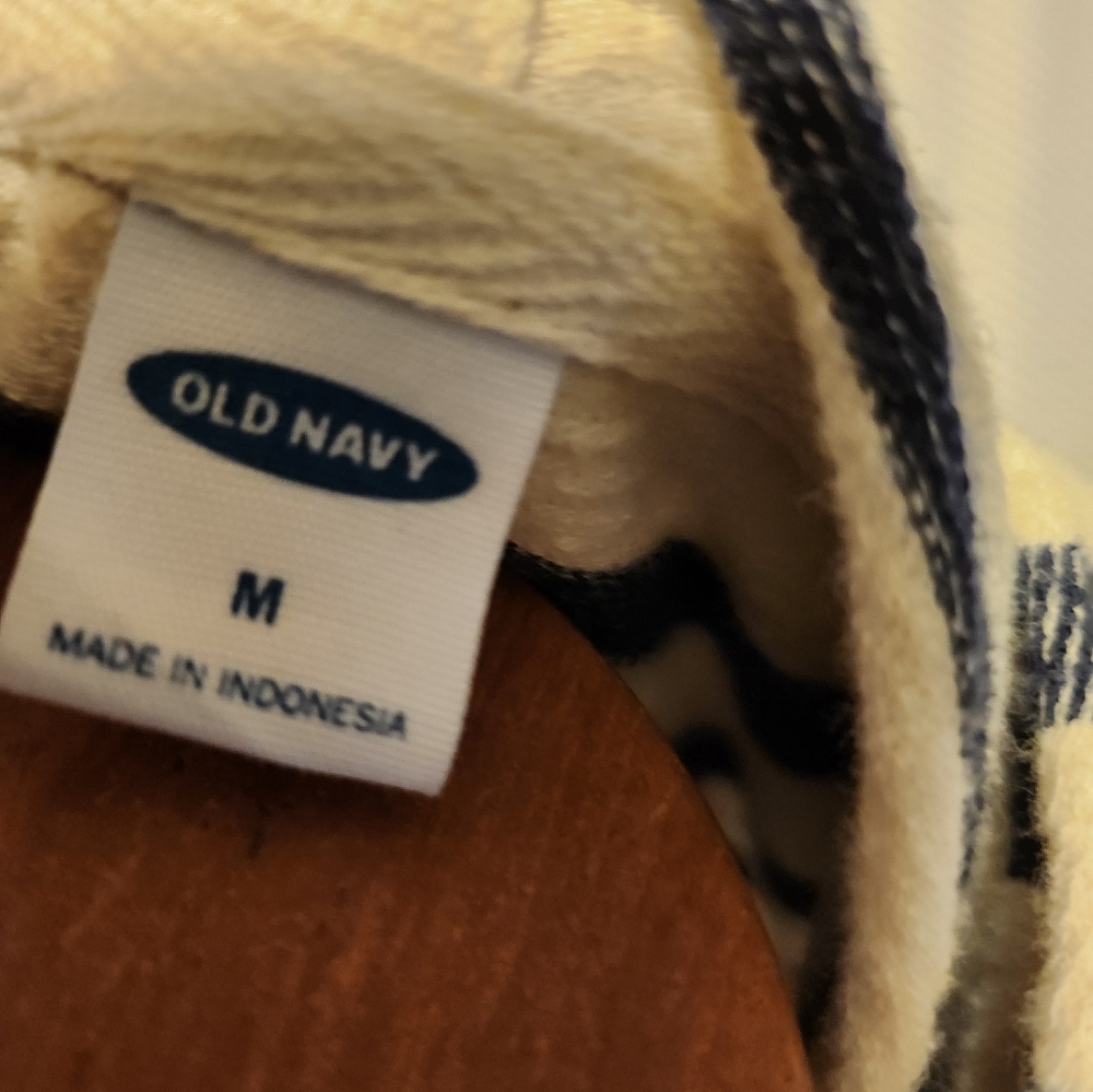Euc, old Navy sz medium, lightweight hoodie,  blue/cream stripes - Picture 4 of 6
